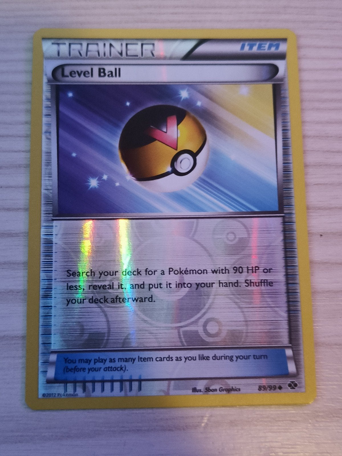 Level ball reverse holo 89/99 next destinies, Ophalen of Verzenden, Zo goed als nieuw, Losse kaart, Foil