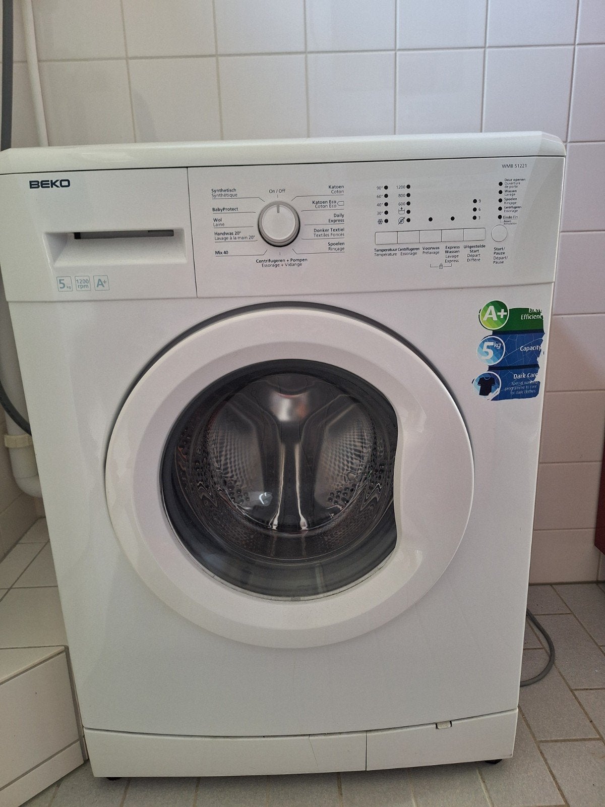 Beko wasmachine. A+, Witgoed en Apparatuur, Ophalen, 1200 tot 1600 toeren, Gebruikt, Voorlader