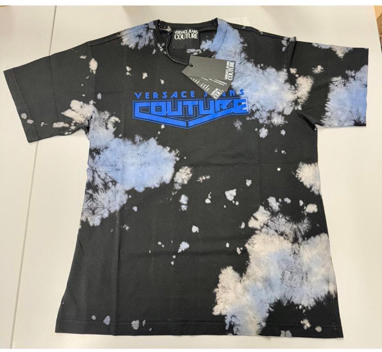 Versace Jeans Couture Tie-Dye Crewneck T-Shirt NIEUW 300$, S, Zwart, Nieuw, Ophalen of Verzenden