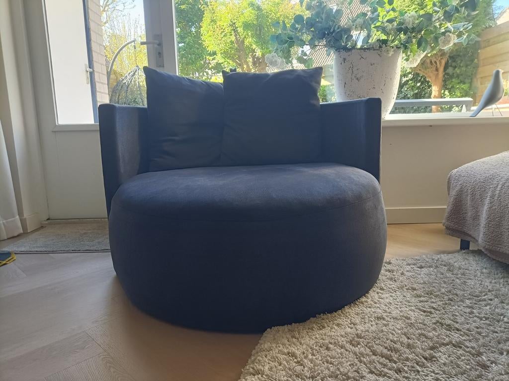 Comfortabele donkerblauwe fauteuil van Passe Partout, Ophalen, Blauw, Zo goed als nieuw, Eén