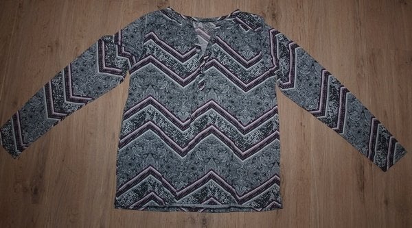 Grijs Zwart Paarse Longsleeve (M), Maat 38/40 (M), Ophalen of Verzenden, Lange mouw, Grijs