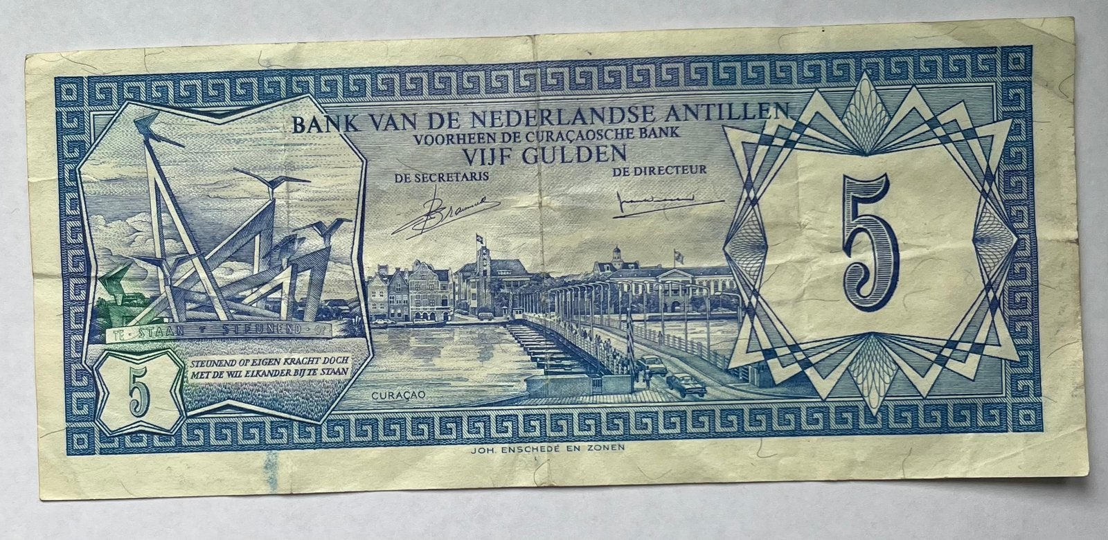 Nederlandse Antillen 5 Gulden 1980 gebruikte staat, Ophalen, Zuid-Amerika, Los biljet