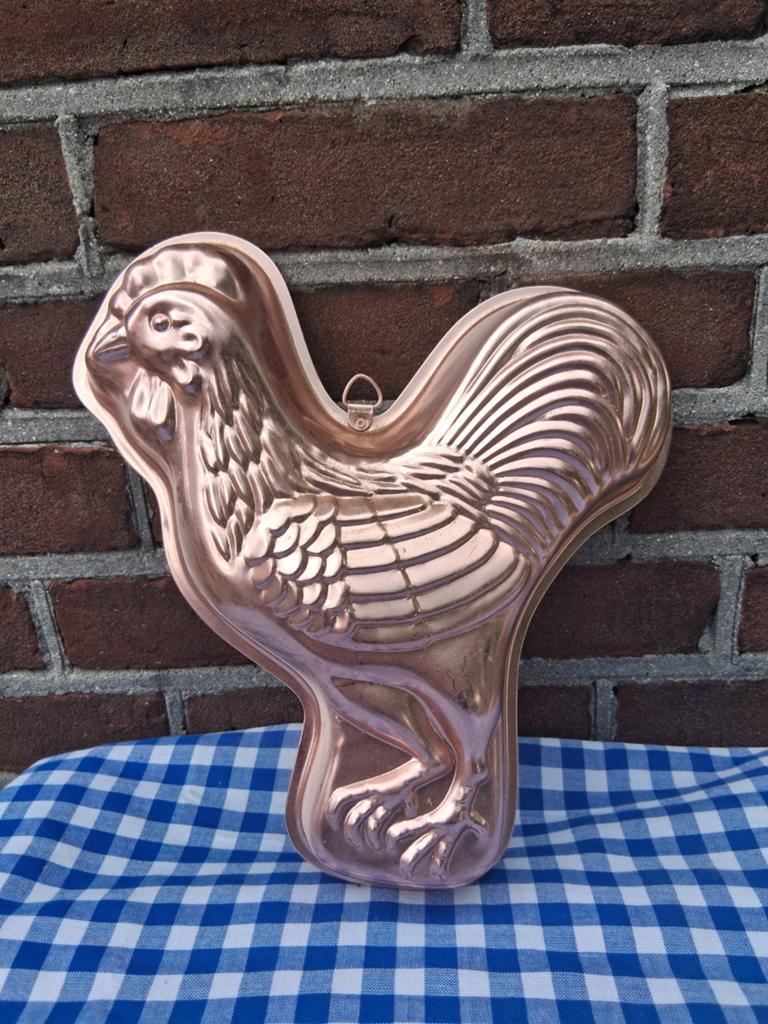 Brocante  blikken puddingvorm kip, Antiek en Kunst, Curiosa en Brocante, Ophalen of Verzenden
