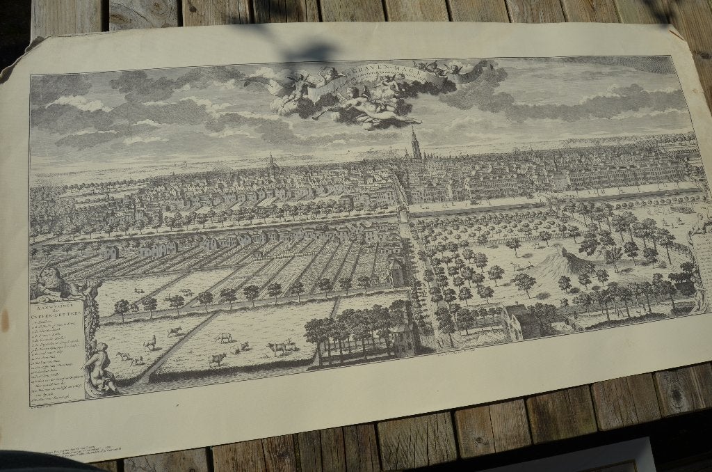 Dressoirprent/ets Den Haag, Antiek en Kunst, Kunst | Etsen en Gravures, 105 cm, Stadsgezicht, Ophalen of Verzenden, 55 cm