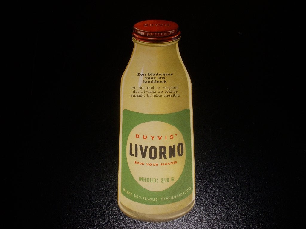 Leuke boekenlegger Duyvis ' Livorno ' saus voor slaatjes, Ophalen of Verzenden, Gebruikt, Reclame