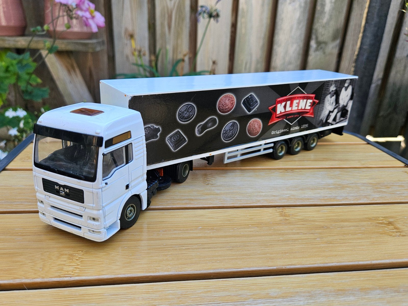 Lioncar M.A.N. Klene drop trailer 1:50, Hobby en Vrije tijd, Ophalen of Verzenden, Zo goed als nieuw, Bus of Vrachtwagen, Lion Toys