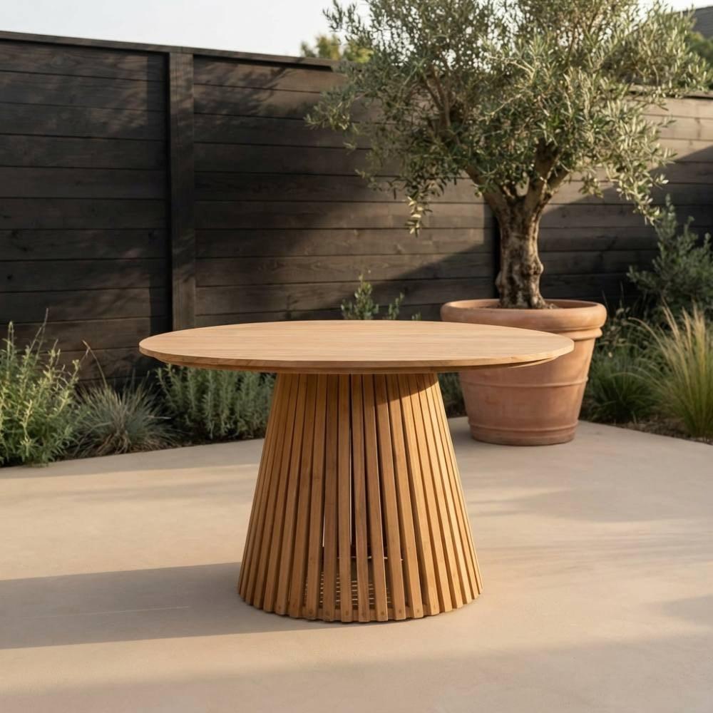 Palau/Padua dining tuinset 5 personen | 120cm rond teakhout, Tuin en Terras, Tuinsets en Loungesets, Ophalen, 5 zitplaatsen, Aston Martinlaan 36