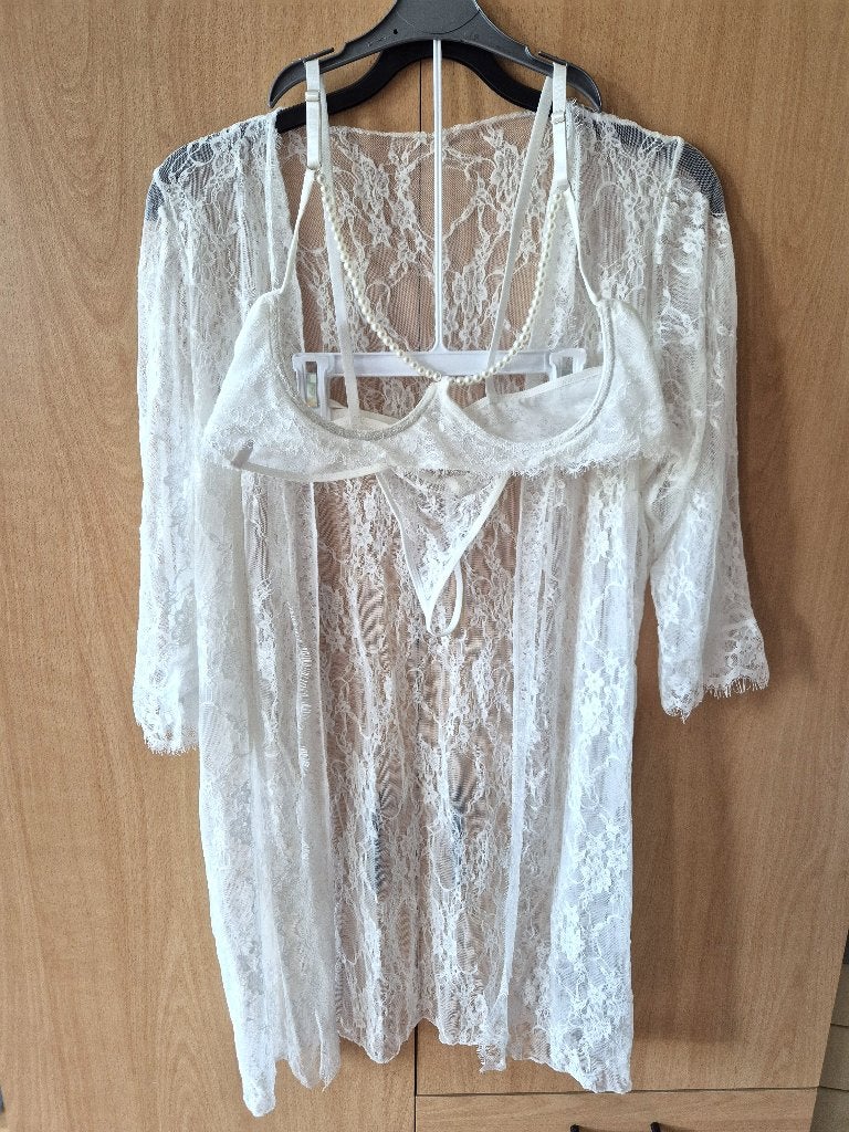 Wit 3 delig lingerie setje - Mt XL/XXL - Nieuw, Onbekend, Ophalen of Verzenden, Wit, Setje