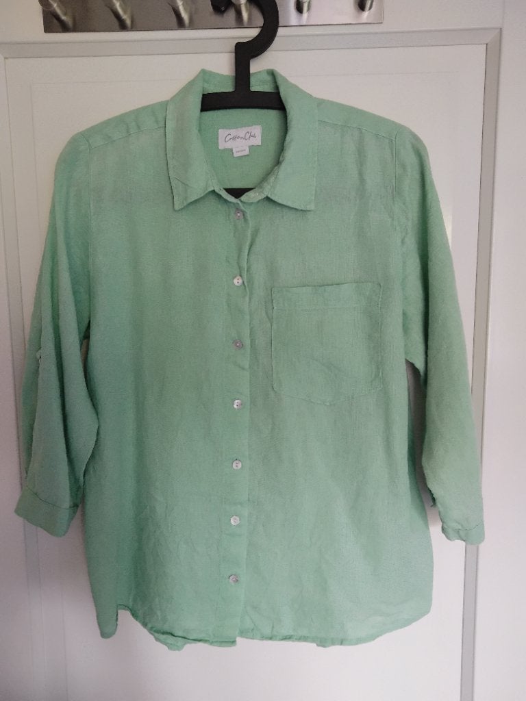 Cotton Club linnen blouse mint groen maat M, Maat 38/40 (M), Ophalen of Verzenden, Cotton Club, Gedragen