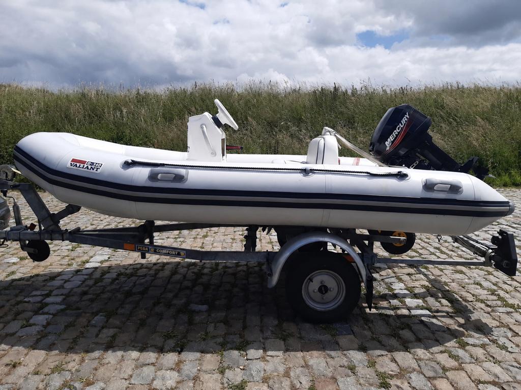 Valiant RIB D-340 + Mercury 15pk 2 takt + Pega trailer, Gebruikt, 15 pk, Inclusief motor, 3 m