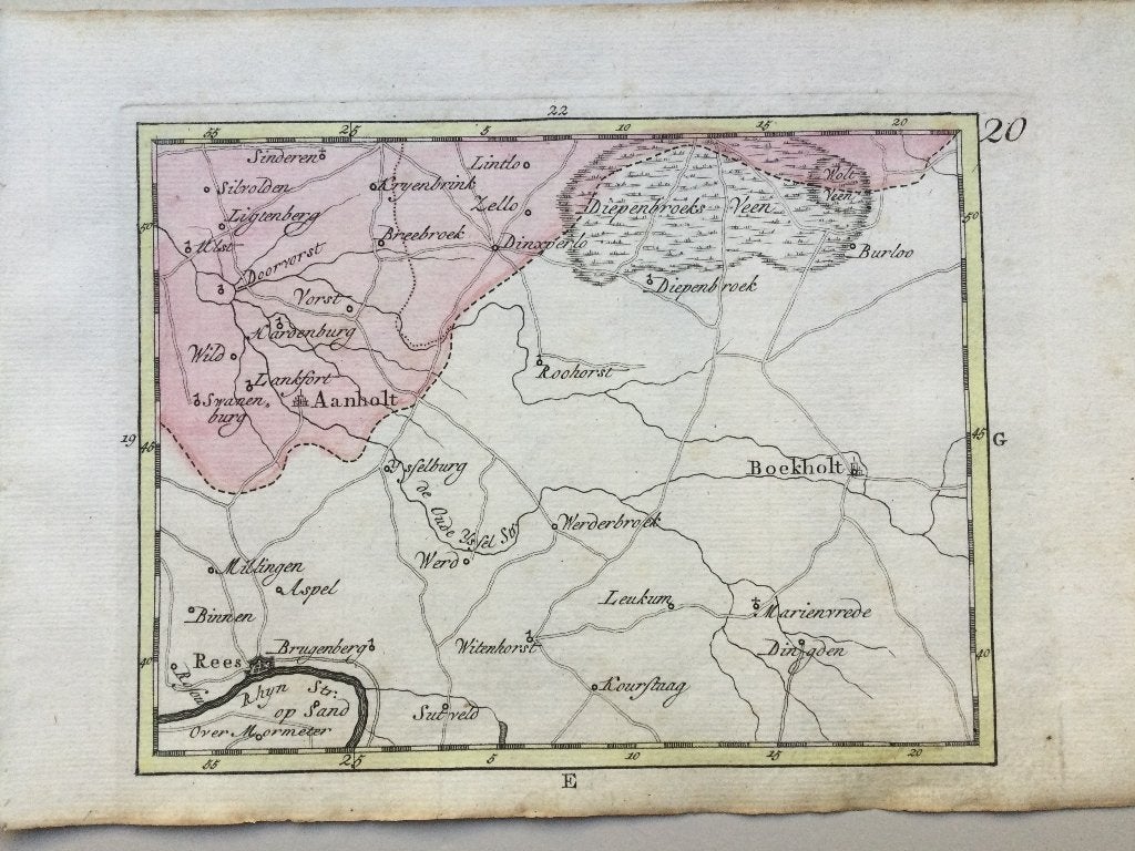 Dinxperlo en omgeving, JC Sepp, 1773 ., Cartografie, 19 cm, Handgekleurd, 13 cm