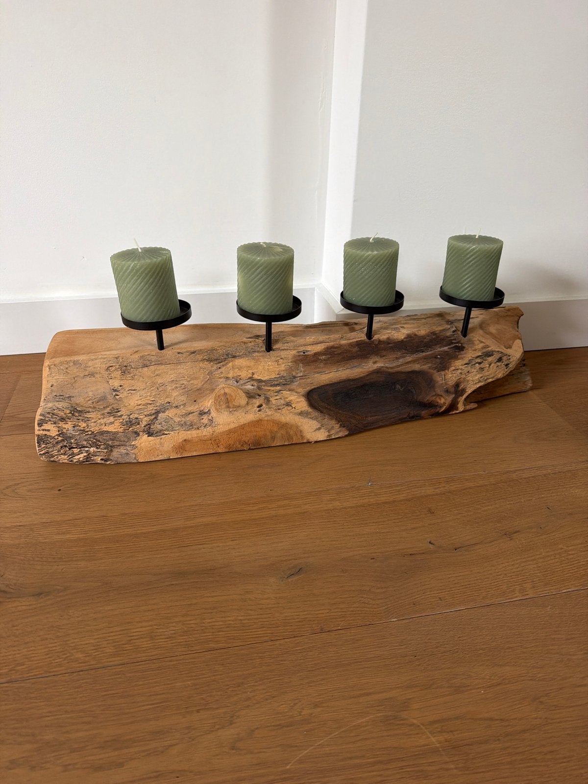 Houten robuuste kandelaar 70cm, Ophalen, Gebruikt, Bruin, Hout