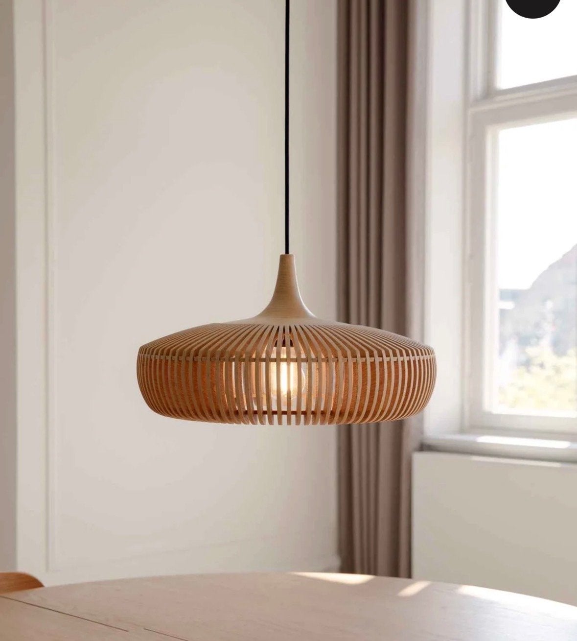 Houten (eiken) hanglamp - Umage Clava Dine Wood, Huis en Inrichting, Lampen | Hanglampen, Ophalen, Nieuw, Hout