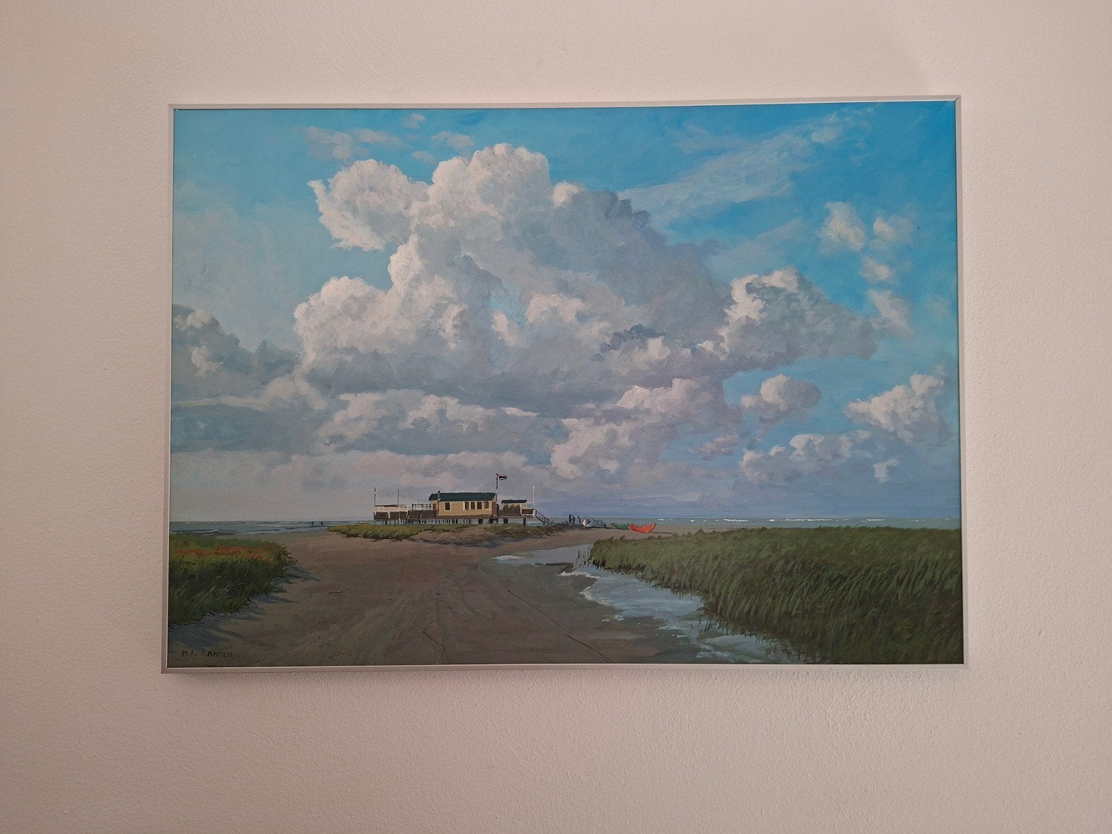 Schilderij Paal 3 Schiermonnikoog, Ophalen of Verzenden