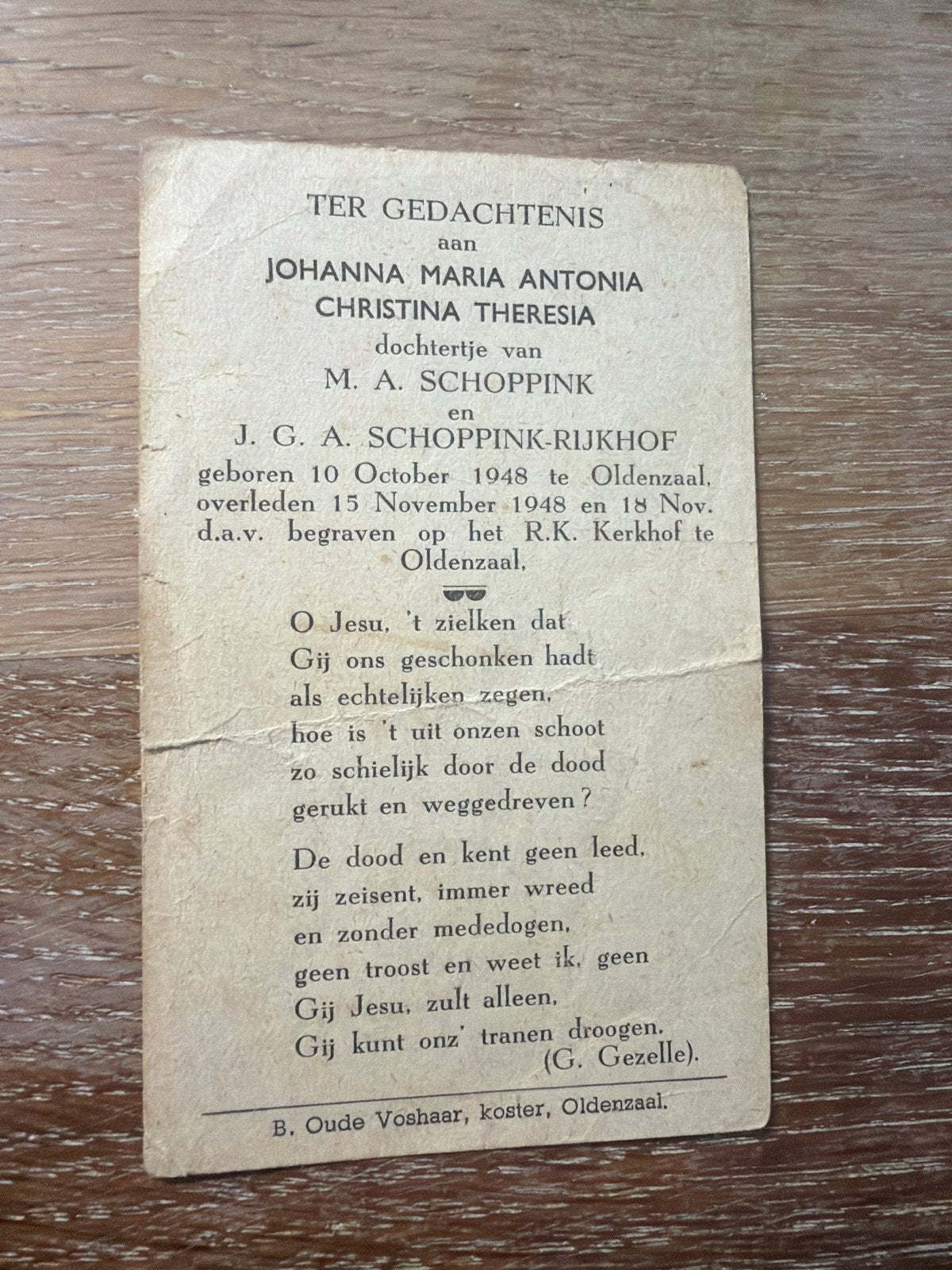 Schopping Johanna 1948 Oldenzaal dv Rijkhof  - 26172-, Ophalen of Verzenden