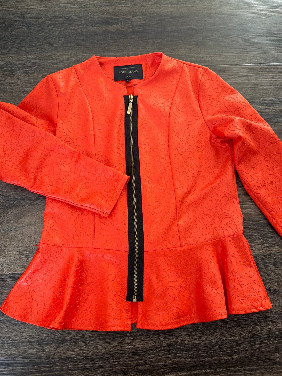 River Island Peplum Jasje Oranje Maat 36 (S), Verzenden, Zo goed als nieuw, Maat 36 (S), Oranje