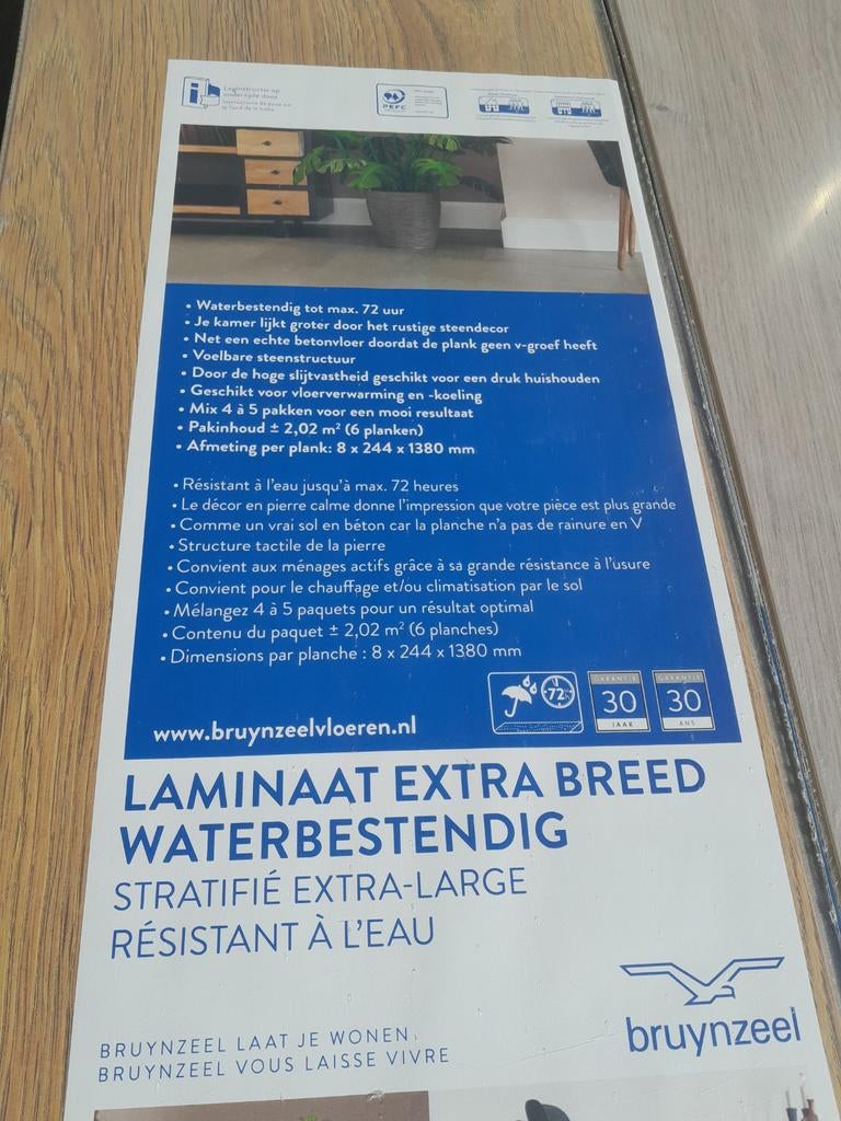 Bruynzeel Dapper Donkerbruin Laminaat Extra Breed 2 m2, Ophalen, 50 tot 150 cm, Nieuw, Minder dan 5 m²