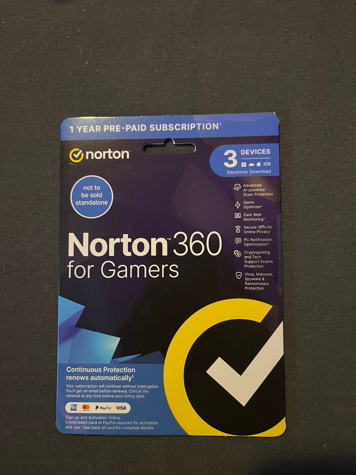 Norton 360 for Gamers - 1 jaar abonnement (3 apparaten), Computers en Software, Antivirus- en Beveiligingssoftware, Ophalen of Verzenden