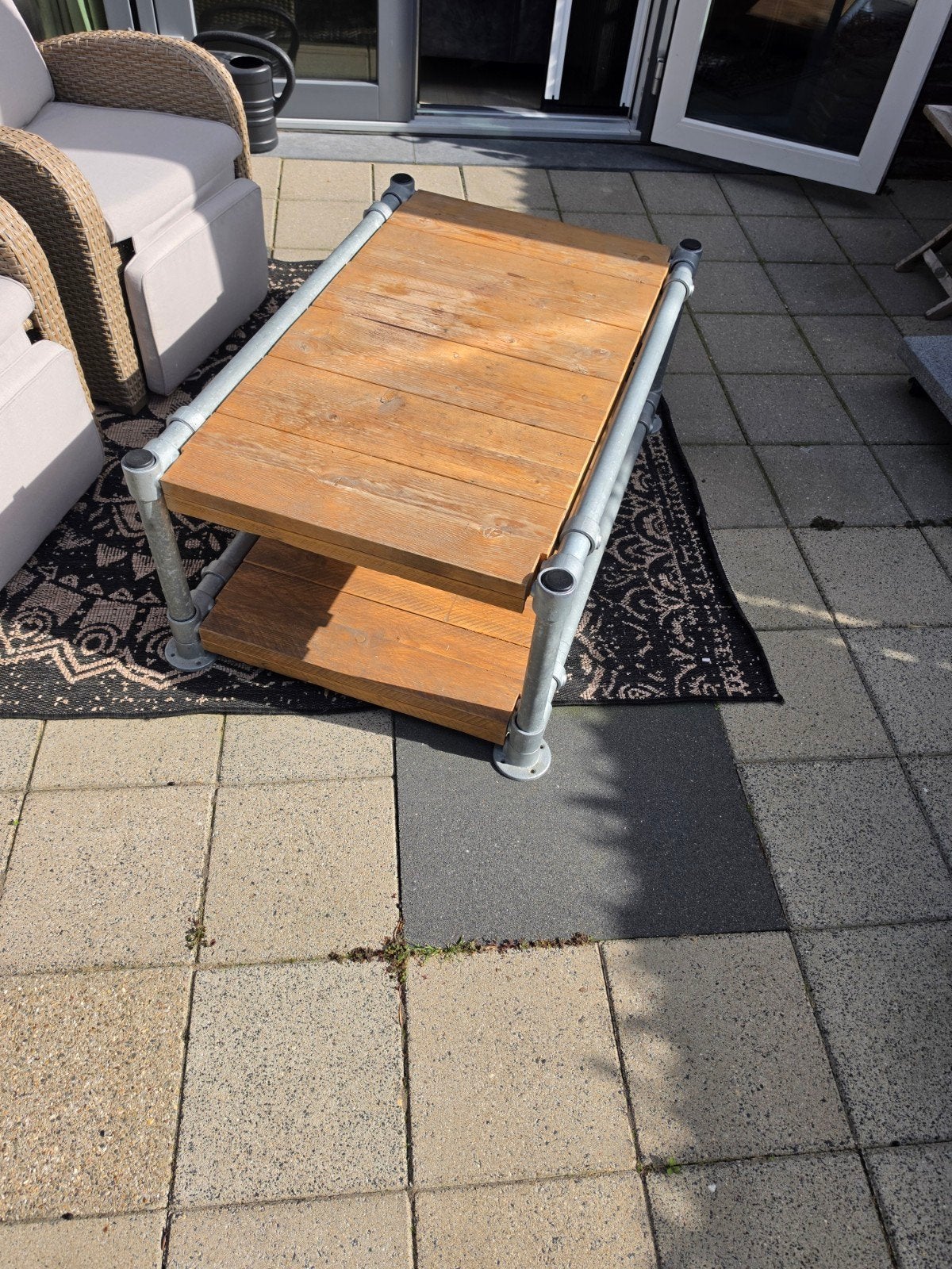 Steigerbuizen salontafel 110 cm lang 48 cm breed industriëel, Ophalen, Gebruikt, 100 tot 150 cm, 50 tot 100 cm