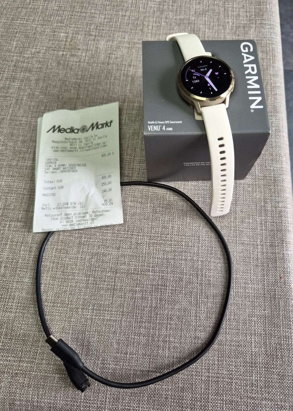 Garmin Venu 4 (41mm) Goud/Beige Smartwatch, Wit, Garmin, Ophalen of Verzenden, Zo goed als nieuw