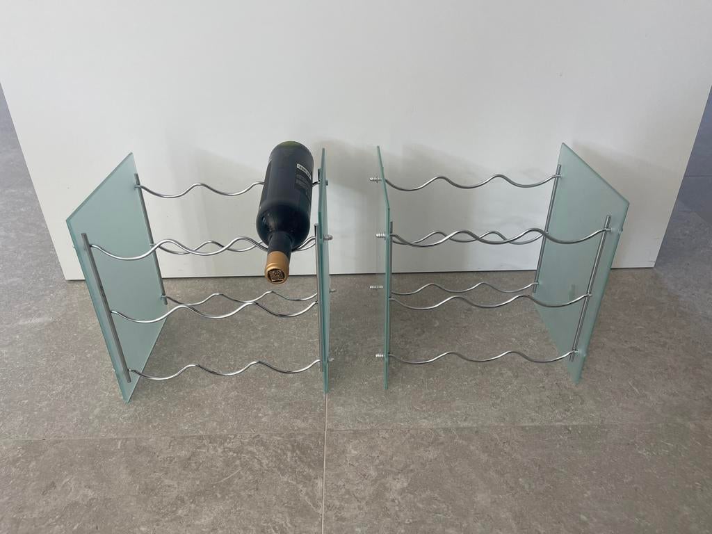 Glazen wijnrek 2x, Ophalen, 5 tot 15 flessen, Minder dan 50 cm, Glas