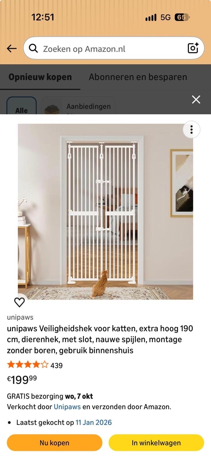 Veiligheidshek voor katten, Ophalen, Zo goed als nieuw