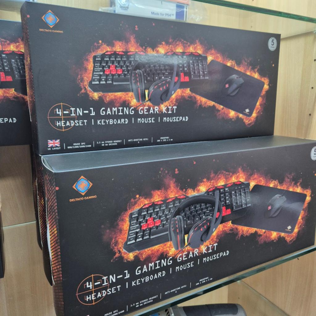 Deltaco Gaming 4-in-1 Gaming Kit incl. Headset, Keyboard, Mo, Computers en Software, Toetsenborden, Flex Ltd., Nieuw, https://flex.com/contact-us