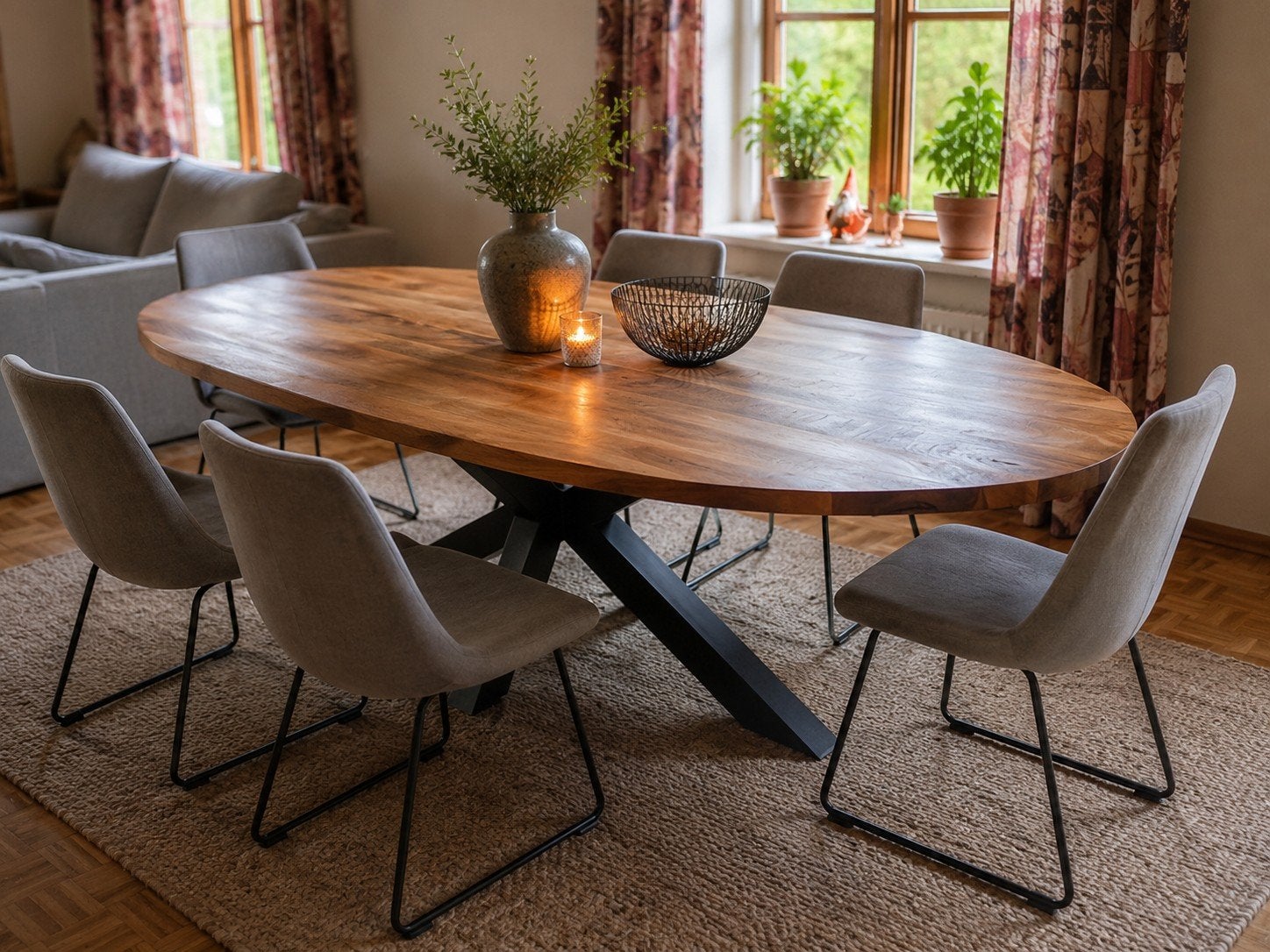 Massieve mangohouten eettafel te koop. Z.g.a.n.!, Ophalen, 100 tot 150 cm, 200 cm of meer, Zo goed als nieuw
