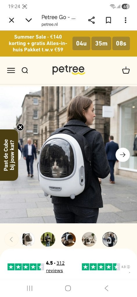 Petree Go katten tas wit, Ophalen of Verzenden, Nieuw