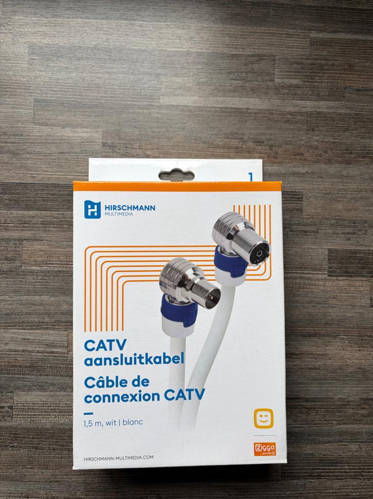 Hirschmann CATV aansluitkabel 1,5m wit, Ophalen of Verzenden, Nieuw