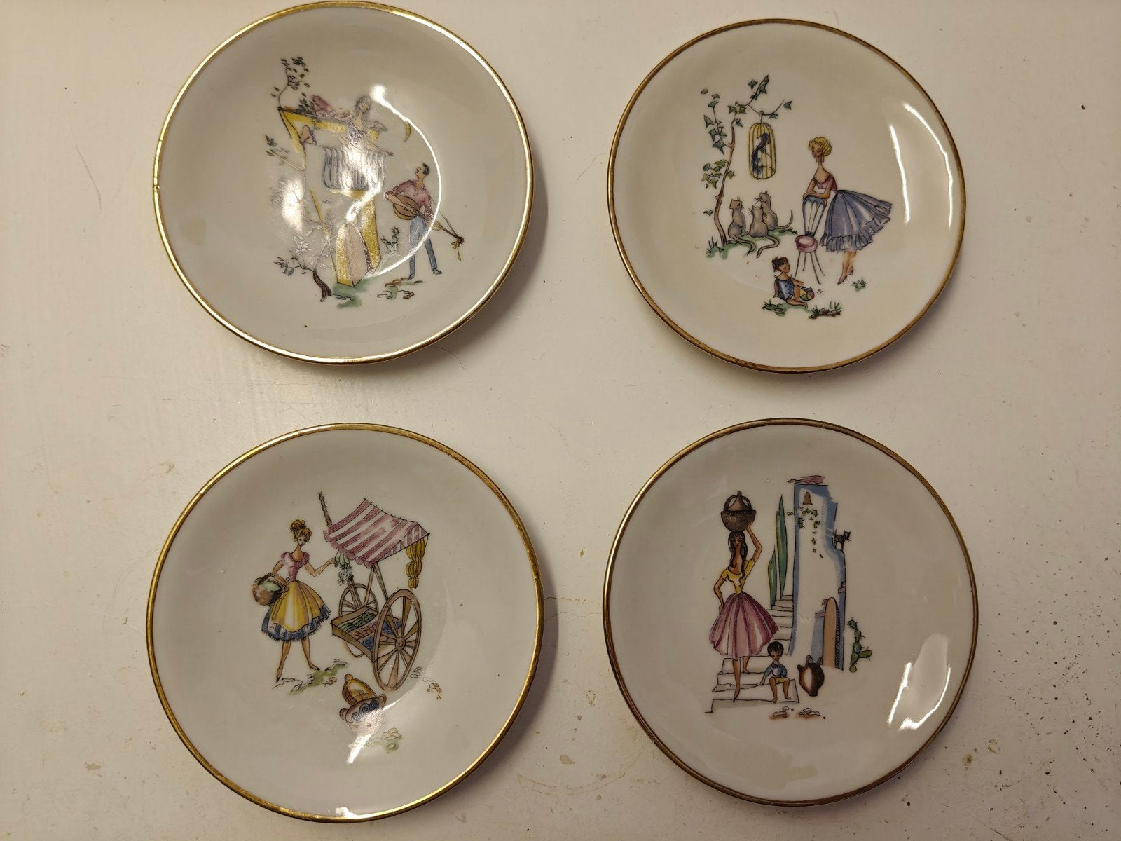 Vintage Schumann Bavaria bordjes – Set van 4 bordjes, Ophalen of Verzenden