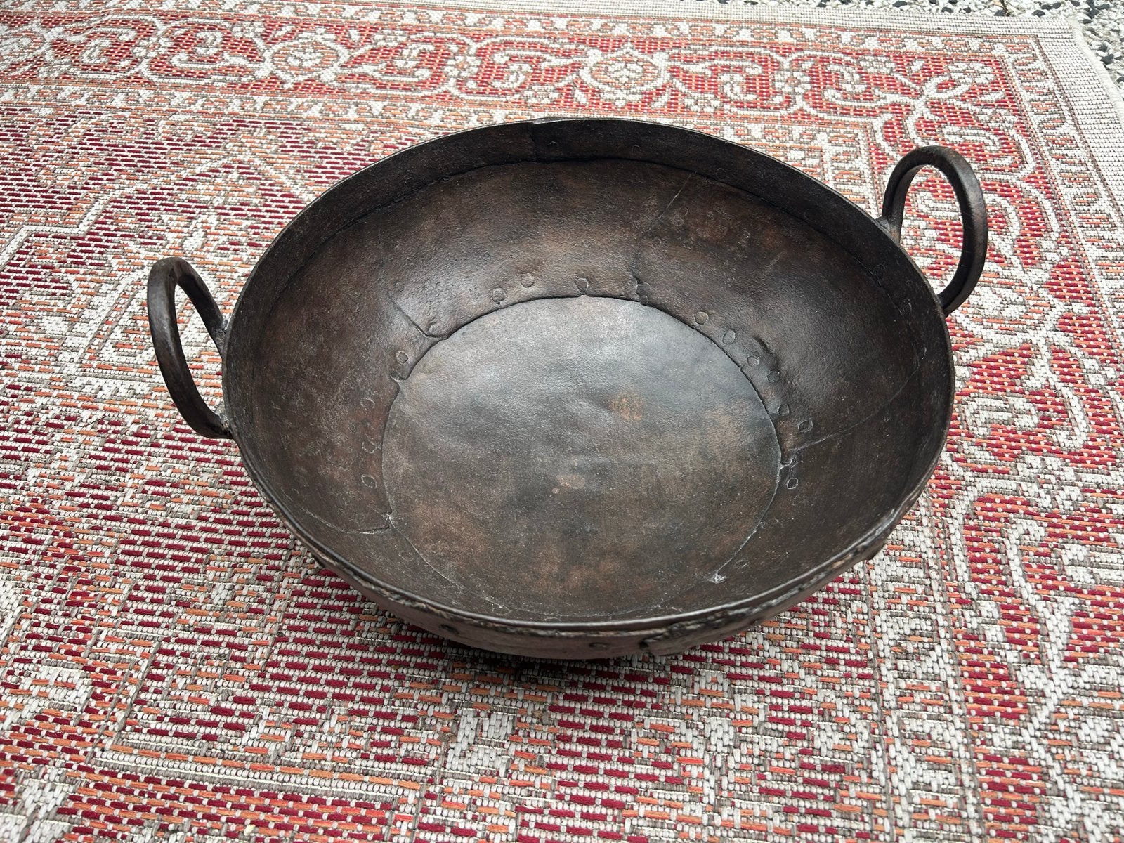 Antieke gietijzeren pan uit India - 37,5-38cm, Ophalen