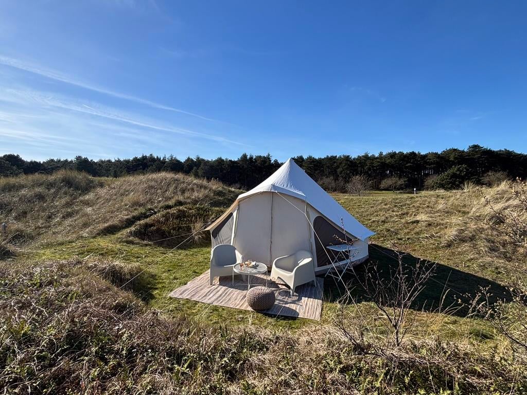 Lastminute Glamping Bell tent Ameland Duinoord, Caravans en Kamperen, Tenten, Ophalen of Verzenden, Zo goed als nieuw