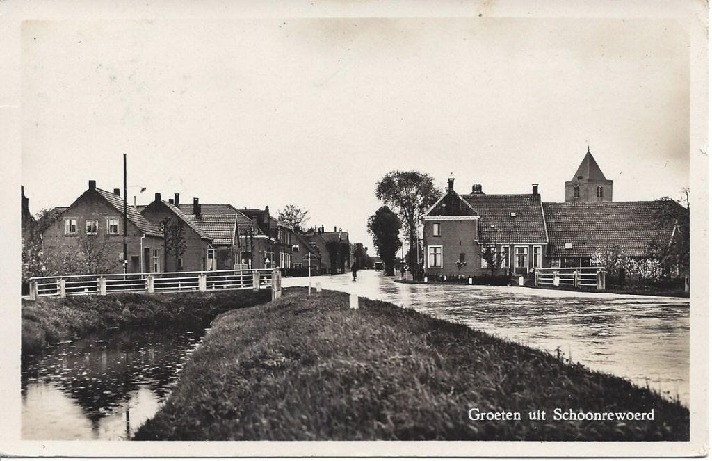 Schoonrewoerd (Utr.) Dorpsgezicht, gelopen 1949, Ophalen of Verzenden, 1940 tot 1960, Gelopen, Utrecht