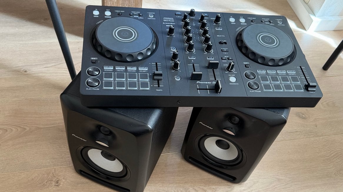 Pioneer DJ-set FLX-4 met pioneer speakers 50w incl kabels, Ophalen, Gebruikt, Dj-set, Pioneer