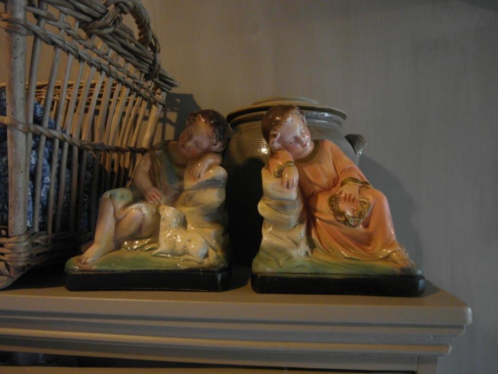 Antieke heiligenbeelden Jezus en st Janneke, Ophalen of Verzenden