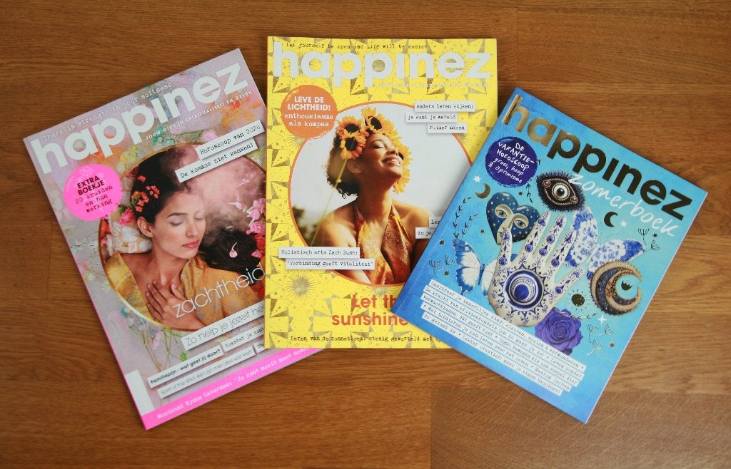 zgan HAPPINEZ jaargang 2026 - nr.1, nr.5 en Zomerboek 2026, Boeken, Ophalen of Verzenden, Zo goed als nieuw, Glossy