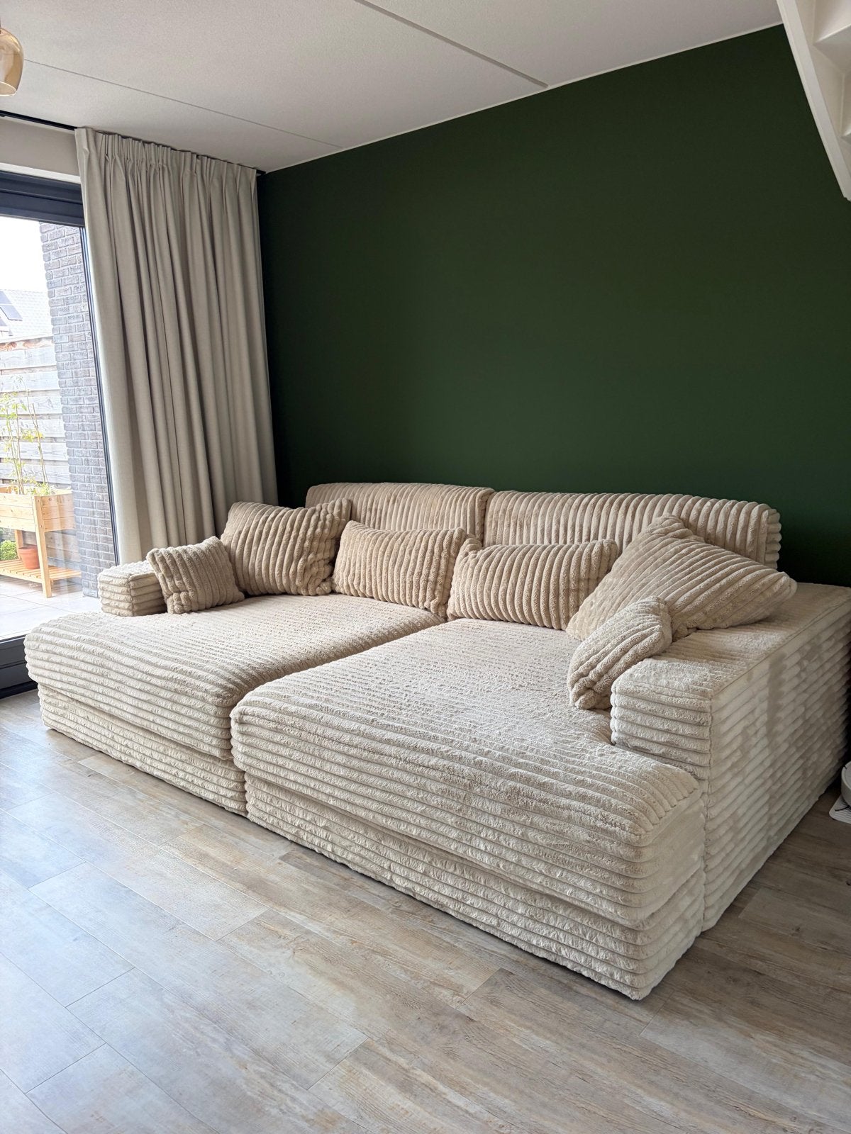 Comfortabele ribstof bank - Zo goed als nieuw, Ophalen, 250 tot 300 cm, Zo goed als nieuw, Rechte bank
