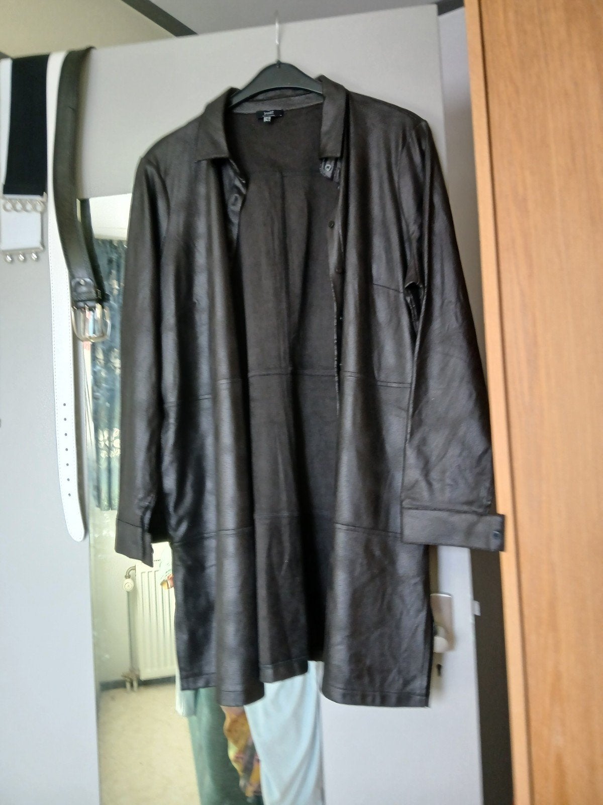 "lederlook" damesjas mt 48, Kleding | Dames, Grote Maten, Ophalen of Verzenden, Zo goed als nieuw, Zwart, Jas of Mantel