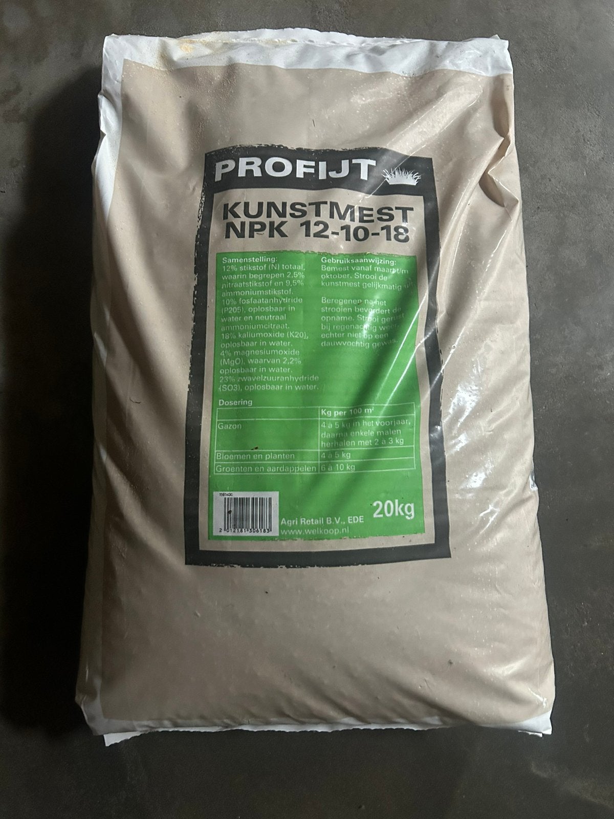 Zak kunstmest, Ophalen, Kunstmest