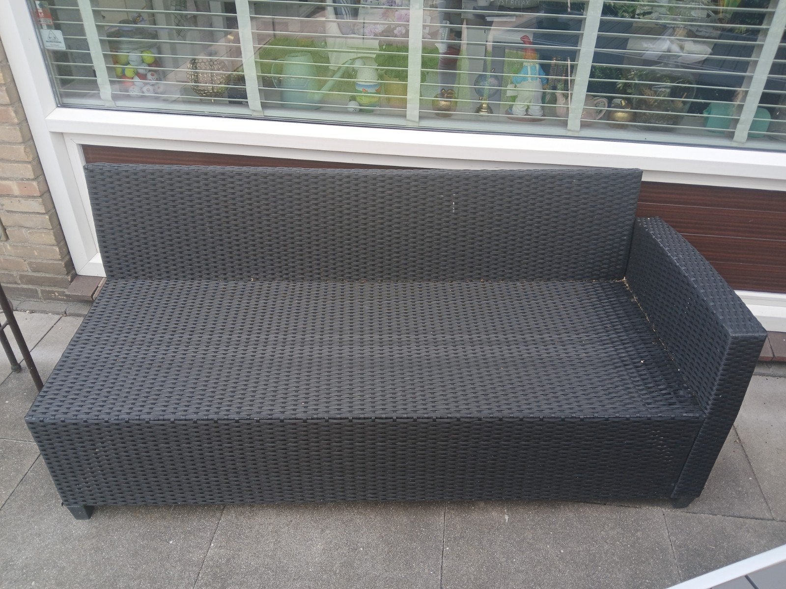 Zwarte kunststof loungebank, 169cm, zo goed als nieuw, Huis en Inrichting, Banken | Sofa's en Chaises Longues, Kunststof, Minder dan 75 cm
