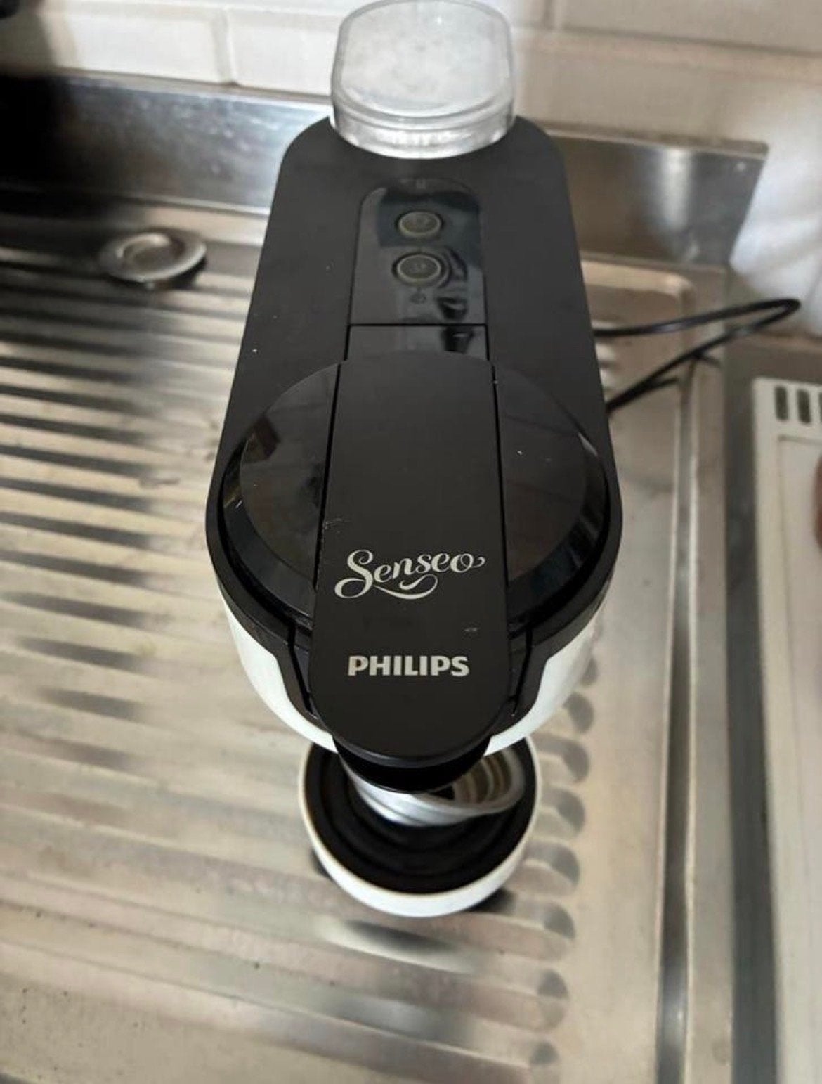 Philips Senseo koffiezetapparaat wit/zwart - goed onderhoude, Ophalen of Verzenden, Zo goed als nieuw, Koffiemachine, Koffiepads en cups