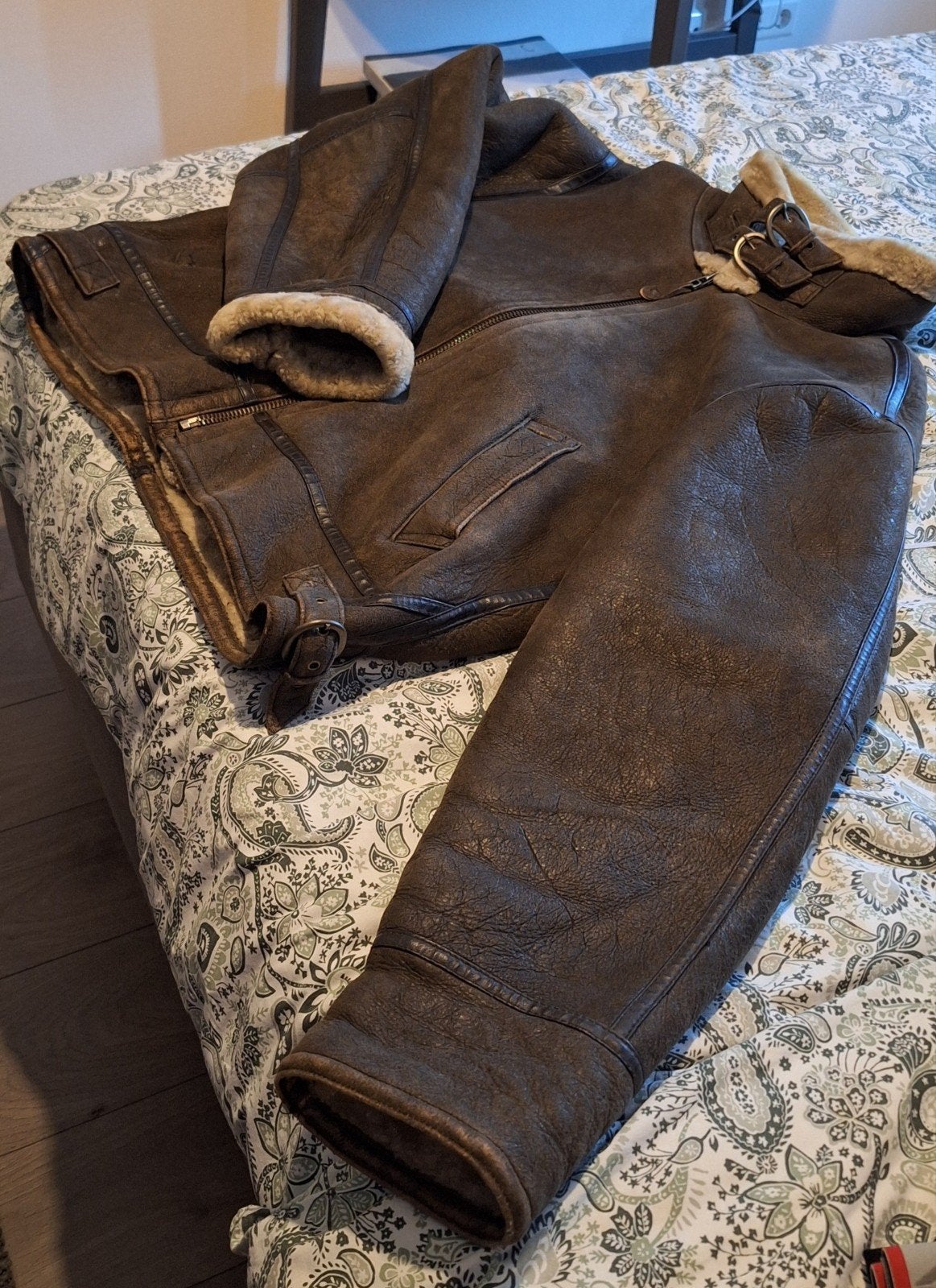 TRAPPER, RETRO LAMBS LEATHER JACKET SIZE 56 XL IN GREAT COND, Kleding | Heren, Ophalen, Zo goed als nieuw, Maat 56/58 (XL)