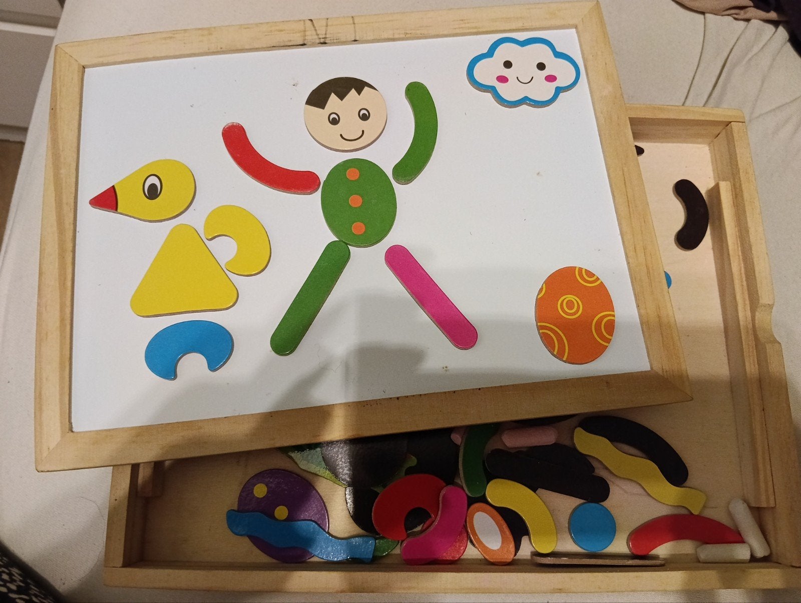 Magnetisch Tekenbord met Houten Puzzelstukken, Kinderen en Baby's, Speelgoed | Educatief en Creatief, Ophalen of Verzenden, Gebruikt