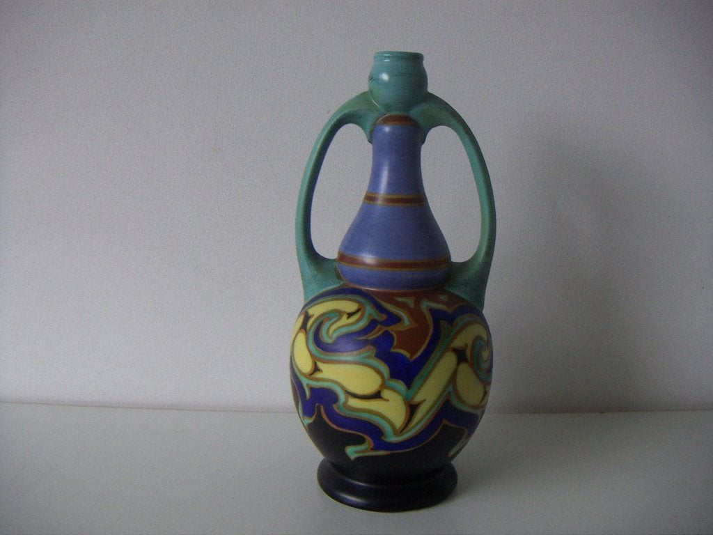 Schoonhoven plateel keramiek vaas jr.ca.1925. Dec. Inspira., Ophalen of Verzenden