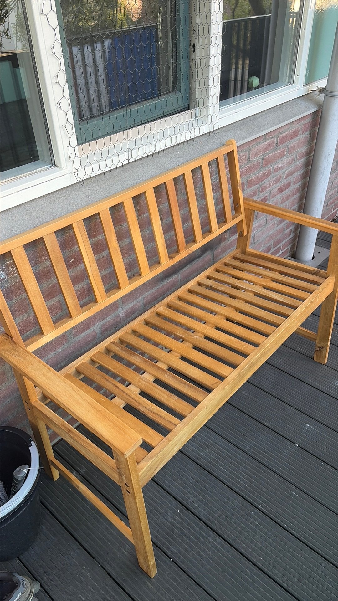 Tuinbank Koen 115 cm bruin acacia hout, Ophalen, Zo goed als nieuw, Hout