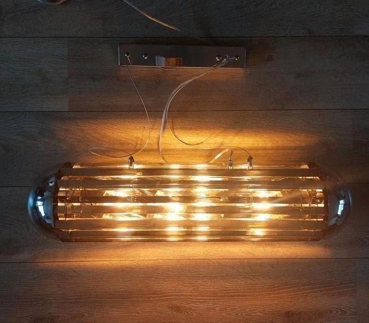 Hanglamp 6L chique lamp smokeglas L80 glas en metaal, Ophalen, Nieuw, Glas, Chique Luxe
