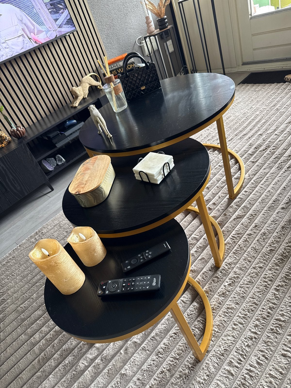 Salon tafel, set van 3, Ophalen, Zo goed als nieuw, Rond, 50 tot 100 cm