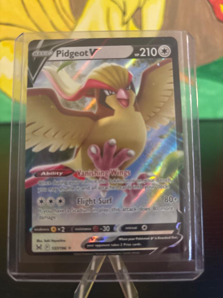 Lost Origin - Pidgeot V Pokémon Kaart - Foil, Ophalen of Verzenden, Zo goed als nieuw, Losse kaart, Foil