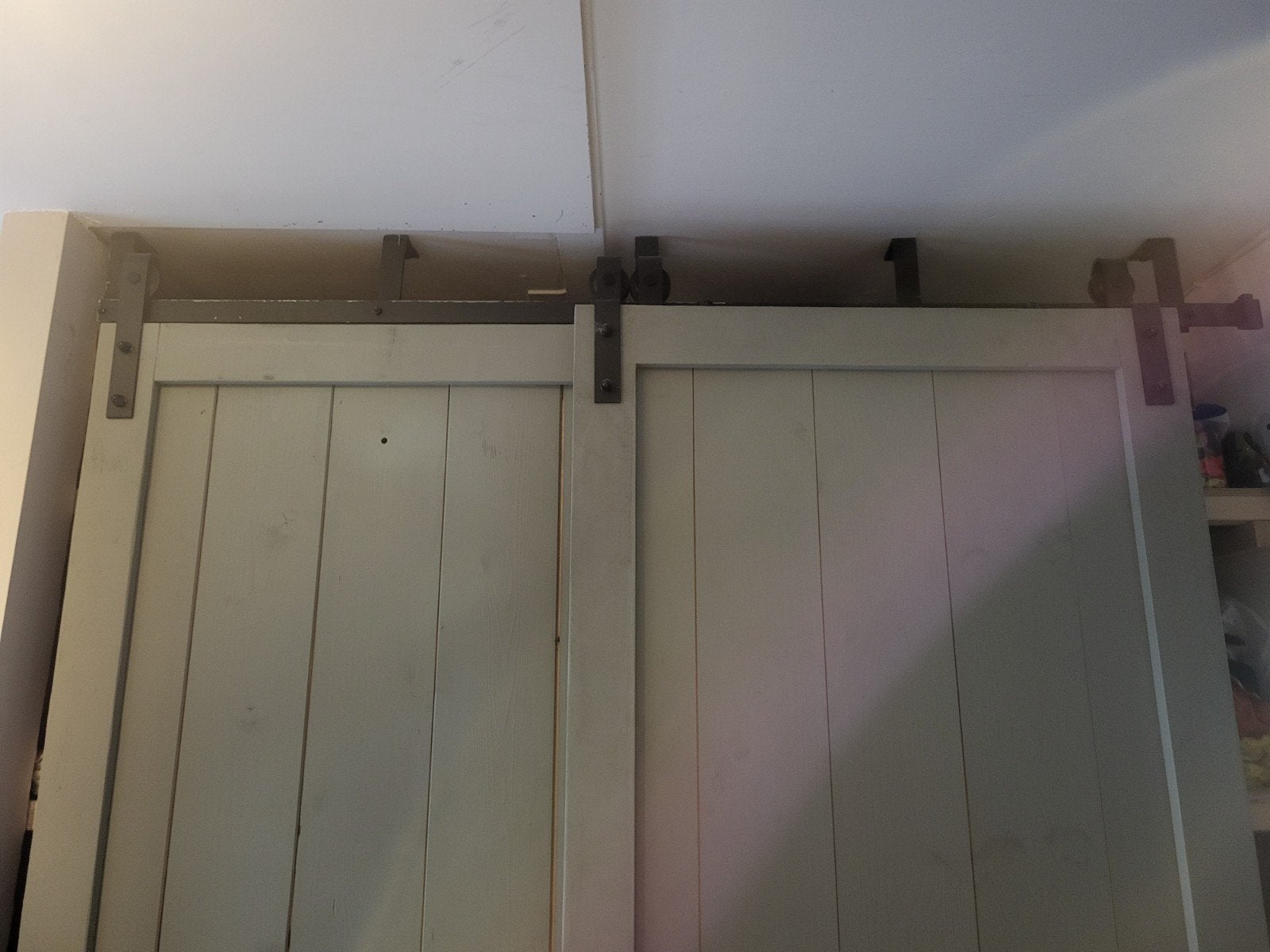 Schuifdeurset rails zwart metaal, Ophalen, Gebruikt, 120 cm of meer, Binnendeur